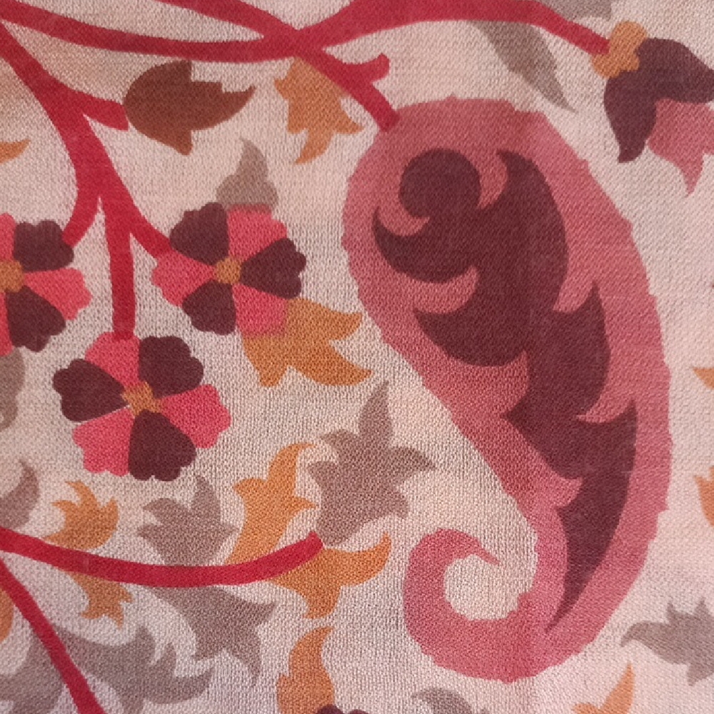English Eccentrics Botanical Floral Paisley Silk Scarf Pink Brown Boho - Picture 7 of 8